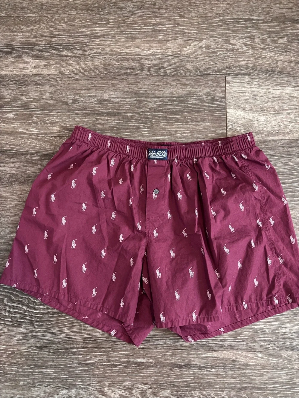 Polo Ralph Lauren Pony Print Boxer Shorts Burgundy Men's XL